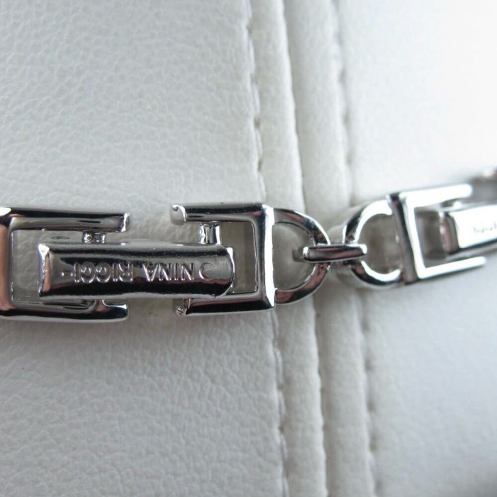 Nina Ricci Rhodium Plated Necklace with Swarovski Crystals 16-17" Length - Picture 4 of 4